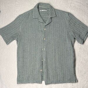 Zara Men's Casual Green Patterned Knit Shirt